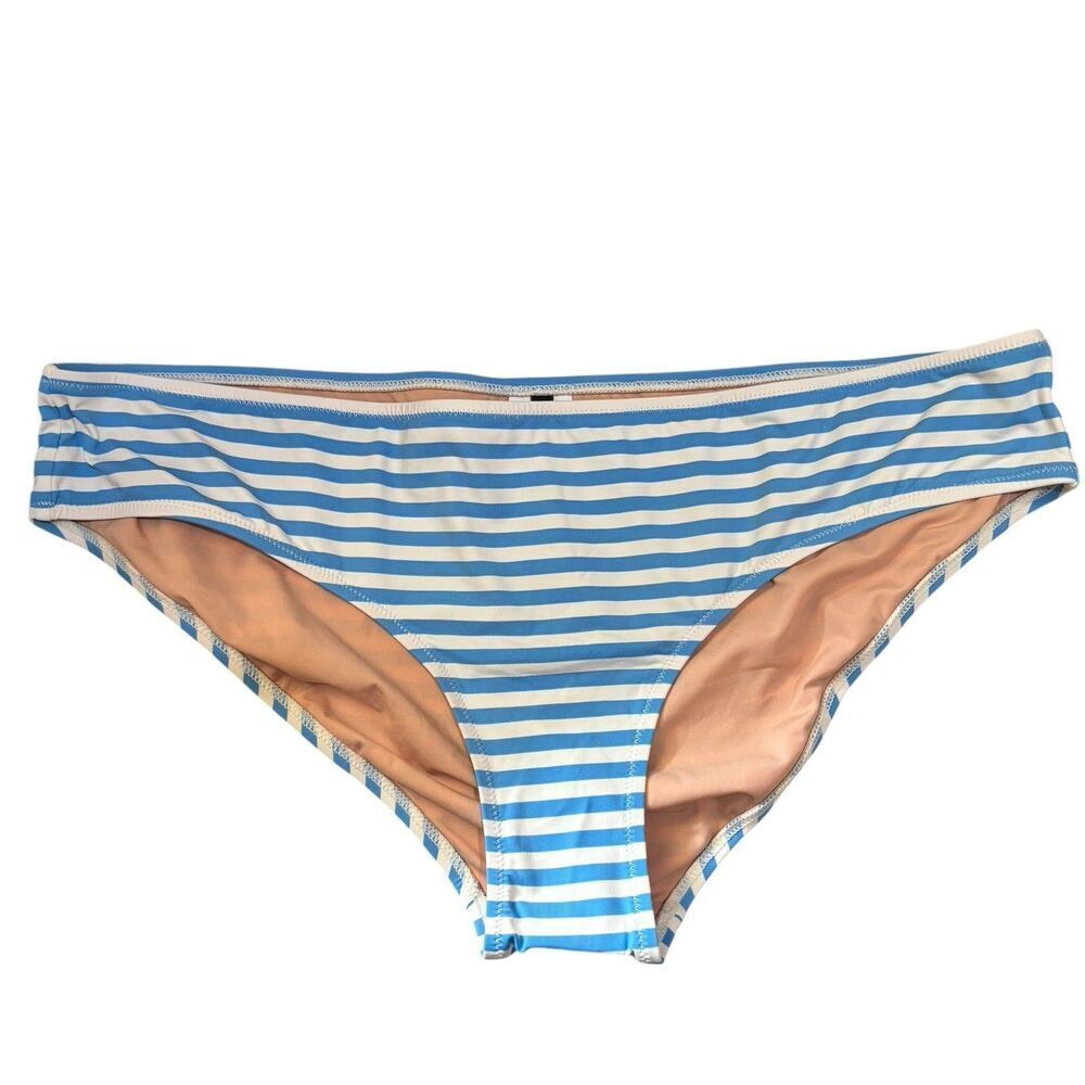 J Crew Bikini Bottoms Womens XL Blue White Stripe Swim